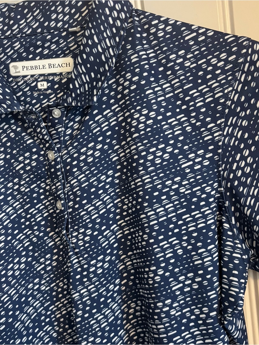 Pebble Beach Navy and White Printed Polo Size Women's M - Picture 3 of 8
